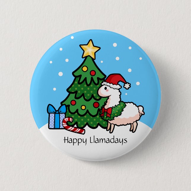 Badge Rond 5 Cm Llamadays heureux (Devant)
