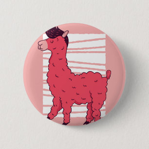 Badge Rond 5 Cm Lllama rose