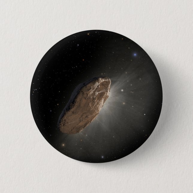 Badge Rond 5 Cm L'objet interstellaire Wayward Oumuamua. (Devant)