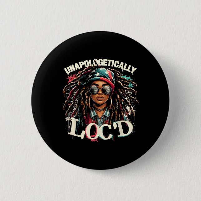 Badge Rond 5 Cm Loc'd Black Afro Queen Hist (Devant)
