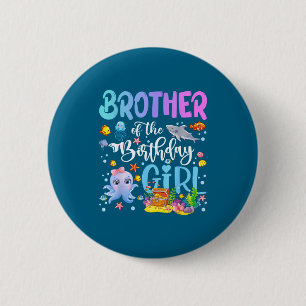 Badge Rond 5 Cm L'océan de poissons de mer d'anniversaire du frère