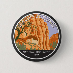 Badge Rond 5 Cm Logements Gila Cliff Monument National Circle