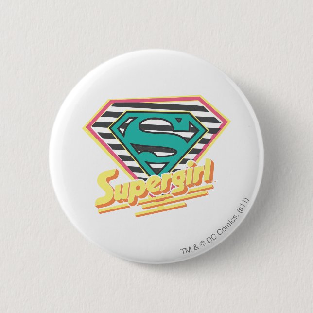 Badge Rond 5 Cm Logo à rayures supergirl (Devant)