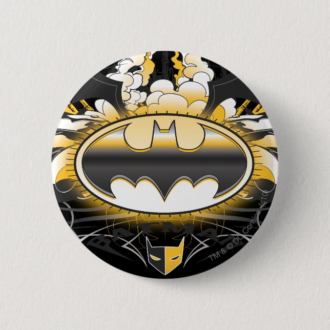 Badge Rond 5 Cm Logo Batman avec voitures (Devant)