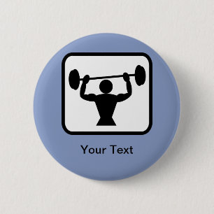 Badge Rond 5 Cm Logo Bodybuilder / Weightlifter personnalisable