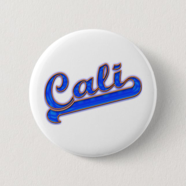 Badge Rond 5 Cm Logo Cali Vague Bleue (Devant)