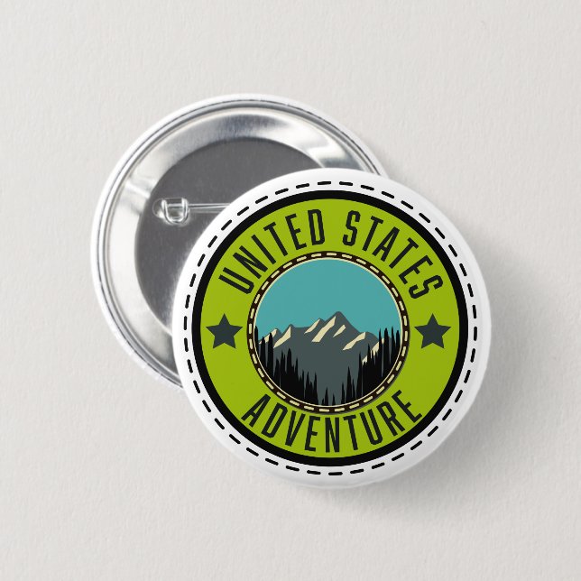 Badge Rond 5 Cm Logo d'aventure des États-Unis Sticker Classic Rou (Devant & derrière)
