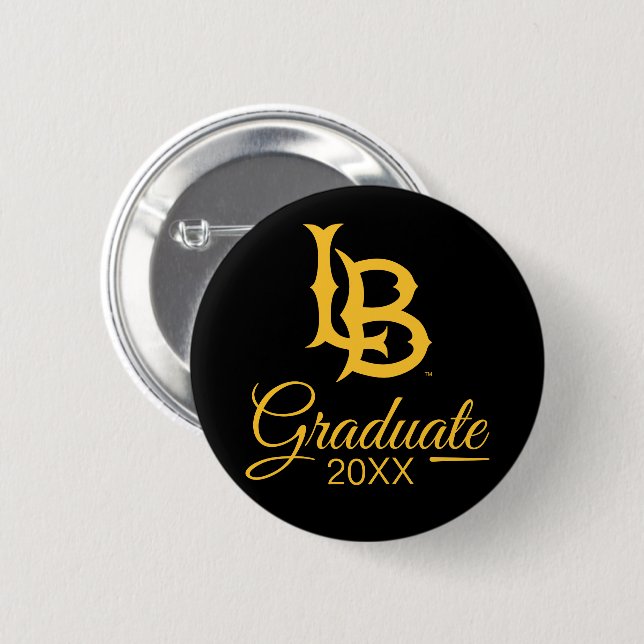 Badge Rond 5 Cm Logo de fin d'études de Long Beach State (Devant & derrière)