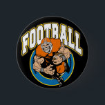 Badge Rond 5 Cm Logo de football<br><div class="desc">Grand joueur de football musclé en uniforme orange portant le football! Merveilleux maillots de football et cadeaux de football pour le ventilateur en grille de fer dans votre vie! Tackez les meilleurs cadeaux sportifs sur le web!</div>