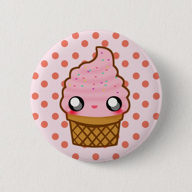 Badge Rond 5 Cm Logo de la crème glacée KawaiiGoods.Com (Devant)