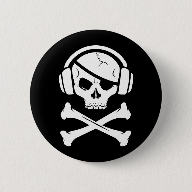 Badge Rond 5 Cm Logo de la piraterie anti-RIAA de pirate de (Devant)