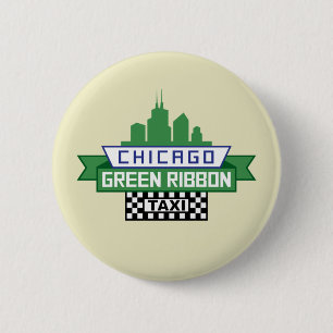 Badge Rond 5 Cm Logo de taxi au ruban vert de Chicago - Art du ven