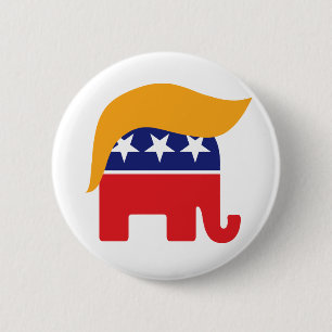Badge Rond 5 Cm Logo d'éléphant de GOP de cheveux de Donald Trump