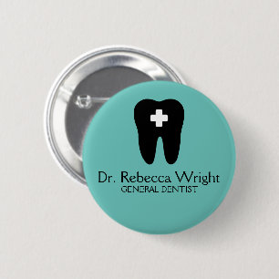 Badge Rond 5 Cm Logo Dentiste Minimal Lumière Bureau dentaire Turq