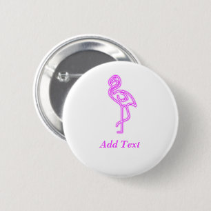 Badge Rond 5 Cm Logo d'entreprise de flamingo rose néon texte pers
