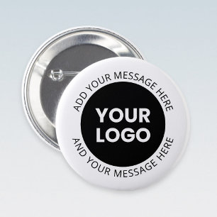 Badge Rond 5 Cm Logo d'entreprise et texte modifiable blanc et noi