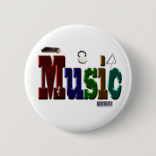 Badge Rond 5 Cm Logo D'Image De Musique Avec Instruments,