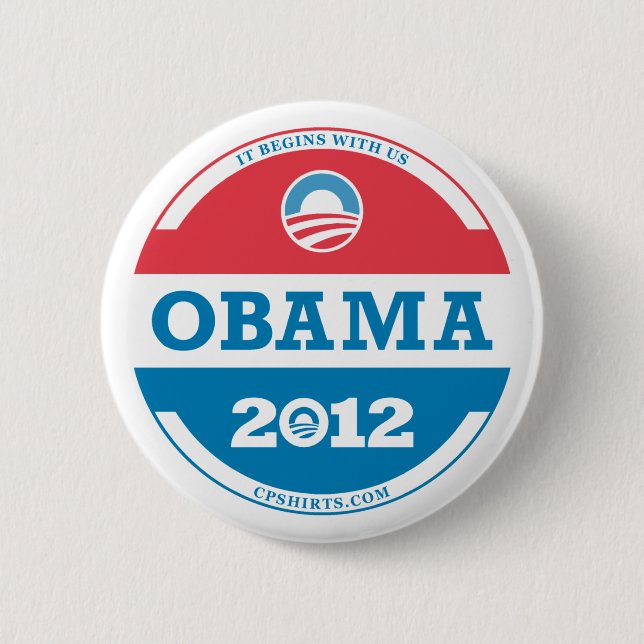 Badge Rond 5 Cm Logo d'Obama 2012 (Devant)