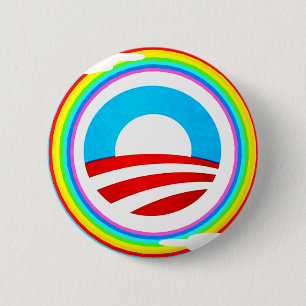 BADGE ROND 5 CM LOGO D'OBAMA ET BOUTON DE CERCLE D'ARC-EN-CIEL
