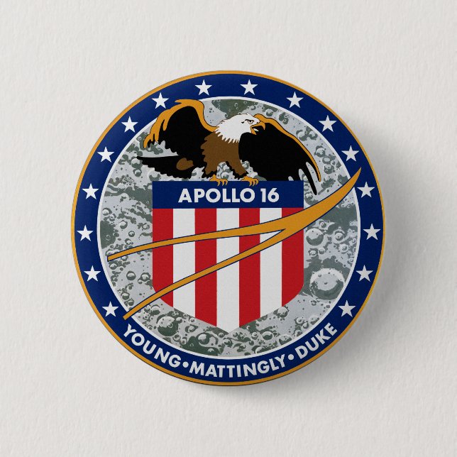 Badge Rond 5 Cm Logo du patch de mission NASA Apollo 16 (Devant)