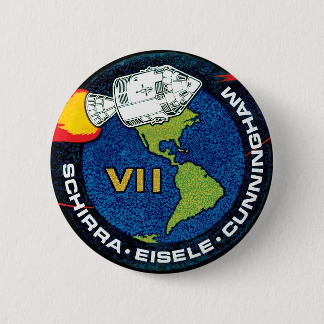 Badge Rond 5 Cm Logo du patch de mission NASA Apollo 7 (Devant)