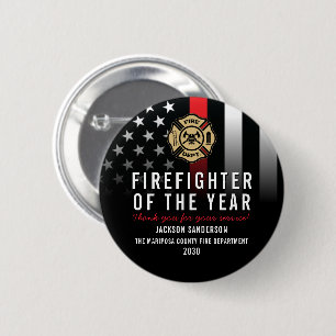 Badge Rond 5 Cm Logo du pompier de l'année du service d'incendie