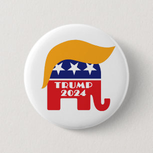Badge Rond 5 Cm Logo du président Trump 2024 pour les éléphants ré