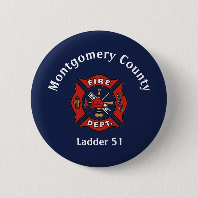 Badge Rond 5 Cm Logo du service d'incendie personnalisé (Devant)