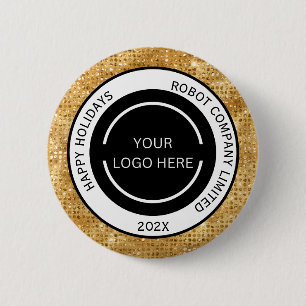 Badge Rond 5 Cm Logo et nom de société minimaliste en or