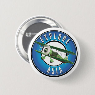 Badge Rond 5 Cm Logo Explore Asie style vintage