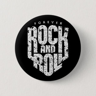 Badge Rond 5 Cm Logo Forever Rock and Roll (Blanc) pour les fans d