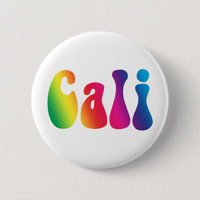 Badge Rond 5 Cm Logo Hippie Cali Cravate-Dye California (Devant)