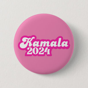 Badge Rond 5 Cm Logo Kamala Harris girly Pink 2024
