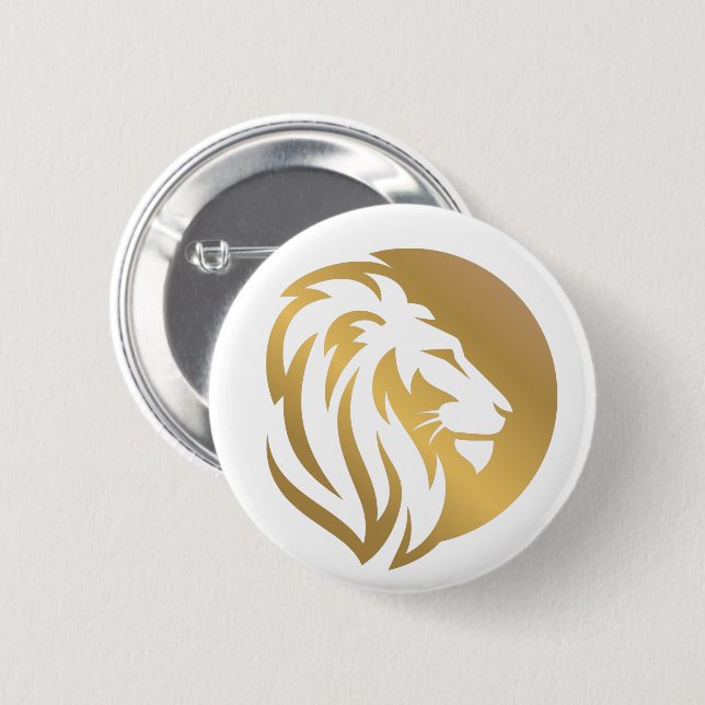 Badge Rond 5 Cm Logo Lion Or Simple (Devant & derrière)