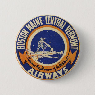 Badge Rond 5 Cm Logo Maine-Central de voies aériennes de Boston