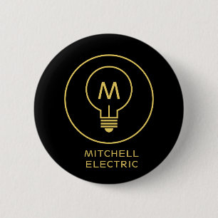 Badge Rond 5 Cm LOGO MONOGRAMME D'AMPoule SUR FOND NOIR pour ÉLECT
