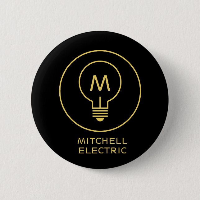Badge Rond 5 Cm LOGO MONOGRAMME D'AMPoule SUR FOND NOIR pour ÉLECT (Devant)