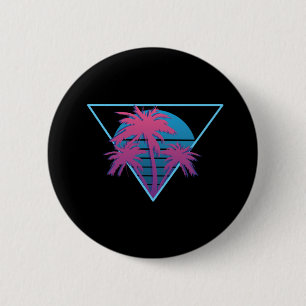 Badge Rond 5 Cm Logo Palmiers Rétro