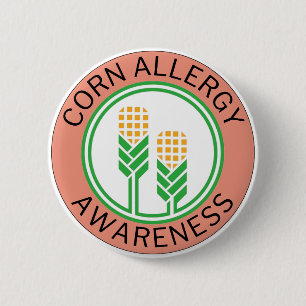 Badge Rond 5 Cm Logo pêche de sensibilisation à l'allergie au maïs