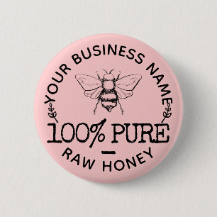 Badge Rond 5 Cm Logo personnalisé de rucher de ferme Cute Bumblebe