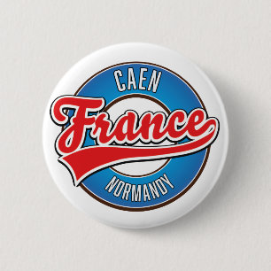 Badge Rond 5 Cm Logo rétro Caen Normandie France