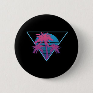 Badge Rond 5 Cm Logo Retro Palm Trees