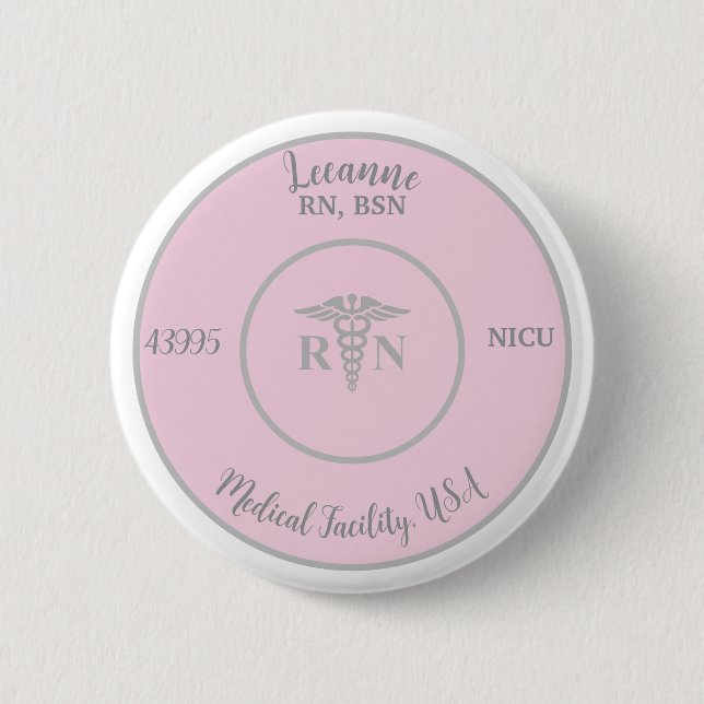 Badge Rond 5 Cm Logo RN, bouton ID rose (Devant)