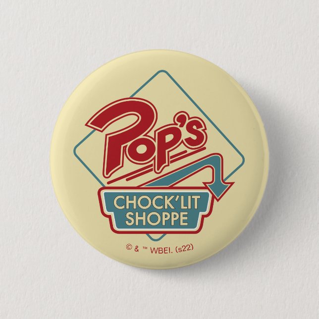 Badge Rond 5 Cm Logo rouge de la boutique Pop's Chock'Lit (Devant)