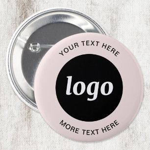 Badge Rond 5 Cm Logo Simple Avec Bouton Entreprise Pink Bleu Texte