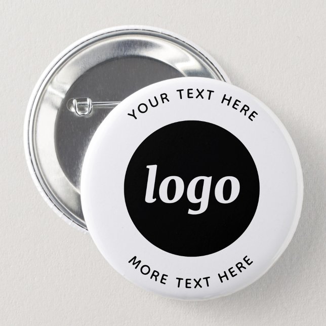 Badge Rond 5 Cm Logo Simple Avec Entreprise Texte (Simple logo with text promotional business button)