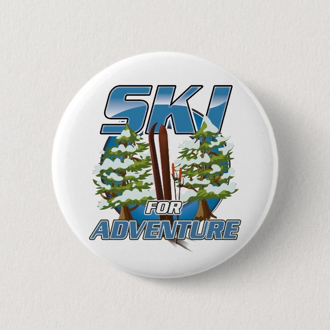 Badge Rond 5 Cm Logo Ski pour voyage aventure (Devant)