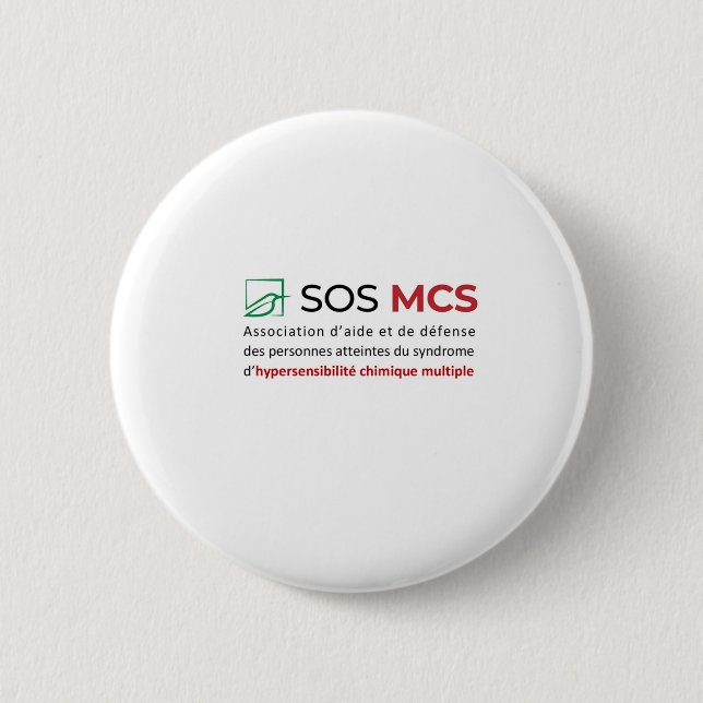 Badge Rond 5 Cm Logo SOS MCS + texte (Devant)