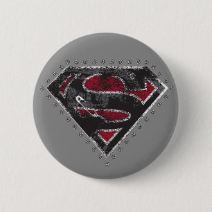 Badge Rond 5 Cm Logo super-fille vêtu noir et rouge