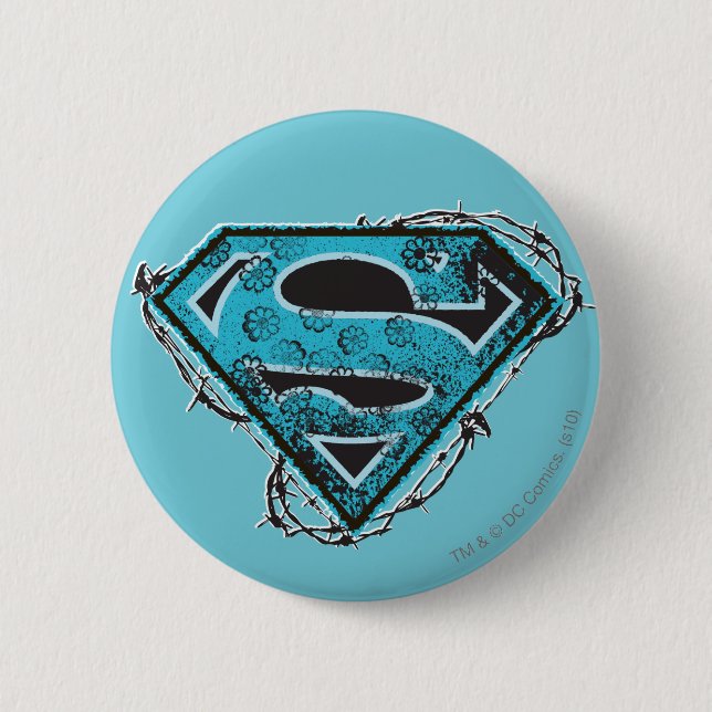 Badge Rond 5 Cm Logo Supergirl Barbed Wire and Flowers (Devant)